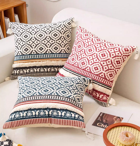 Modern Square Pillows for Couch, Contemporary Pillow Covers, Oriental Decorative Throw Pillows for Bedroom, Bohemian Decorative Sofa Pillows-Paintingforhome