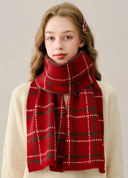 Red Soft Wool Scarf for Women, Winter Wool Scarf, Unique Christmas Gift for Girl, Cold Weather Scarves, Modern Wool Scarf for Women, Casual Scarf for Women