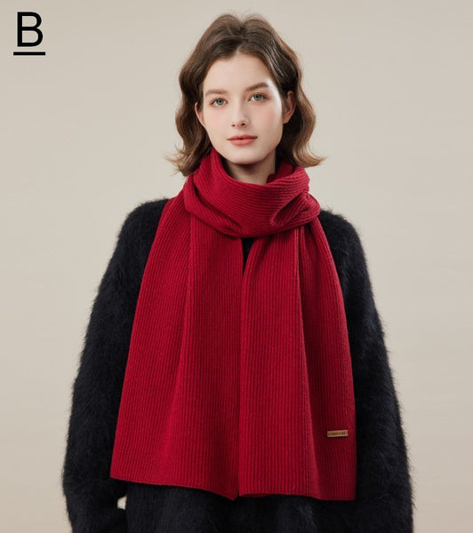 Casual Scarf for Women, Fashion Designer Scarf, Cold Weather Scarf, Red Winter Scarf, Modern Wool Scarf for Women, Soft Cashmere Scarf for Women-Paintingforhome