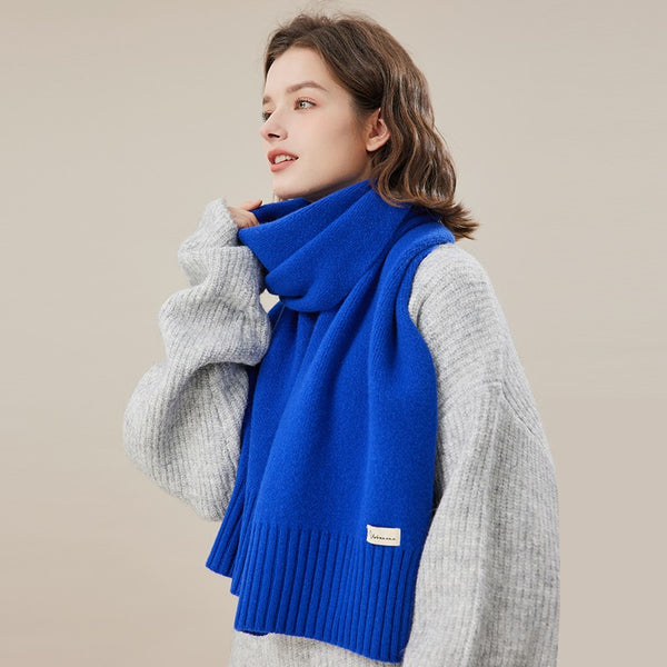 Blue Casual Scarf for Women, Modern Winter Scarf, Fashion Designer Scarf, Cold Weather Scarf, Wool Scarf for Women, Soft Cashmere Scarf for Women-Paintingforhome