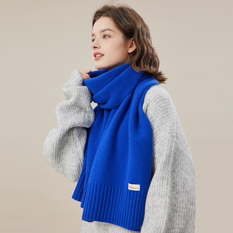 Blue Casual Scarf for Women, Modern Winter Scarf, Fashion Designer Scarf, Cold Weather Scarf, Wool Scarf for Women, Soft Cashmere Scarf for Women-Paintingforhome