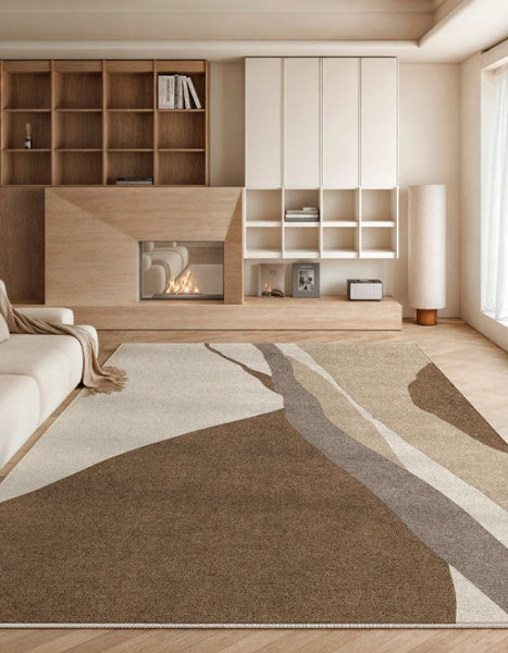 Elegant Modern Area Rugs under Sofa, Dining Room Floor Rugs, Abstract Contemporary Rugs for Bedroom, Mid Century Area Rugs for Living Room-Paintingforhome