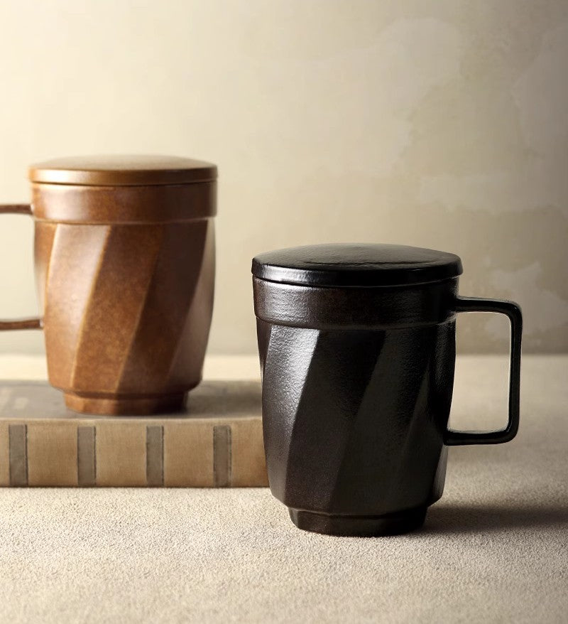 Van Well Kaffeetassen-Set, 6 Stück In Schwarz – Konische Form, 330 Ml, Spülmaschinenfest
