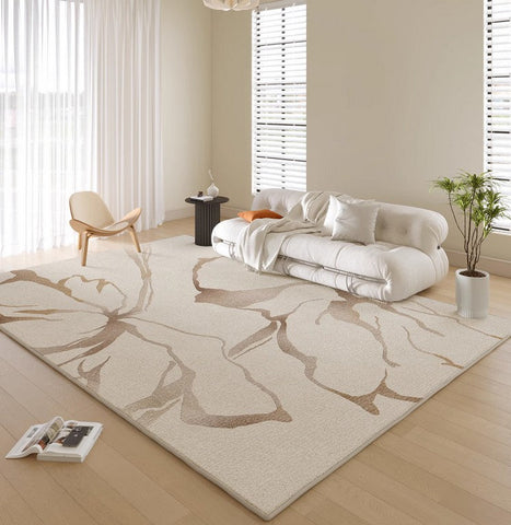 Living Room Contemporary Modern Rugs, Soft Rugs under Coffee Table, French Style Modern Rugs for Interior Design, Flower Pattern Modern Rugs for Dining Room-Paintingforhome