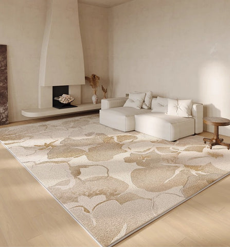 Soft Rugs for Bedroom, Contemporary Modern Rugs under Dining Room Table, French Style Modern Rugs for Interior Design, Flower Pattern Modern Rugs for Living Room-Paintingforhome
