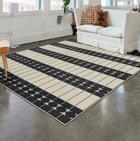 Modern Rugs for Dining Room, Mid Century Modern Rugs Next to Bed, Thick Contemporary Rugs for Bedroom, Modern Carpets for Living Room-Paintingforhome