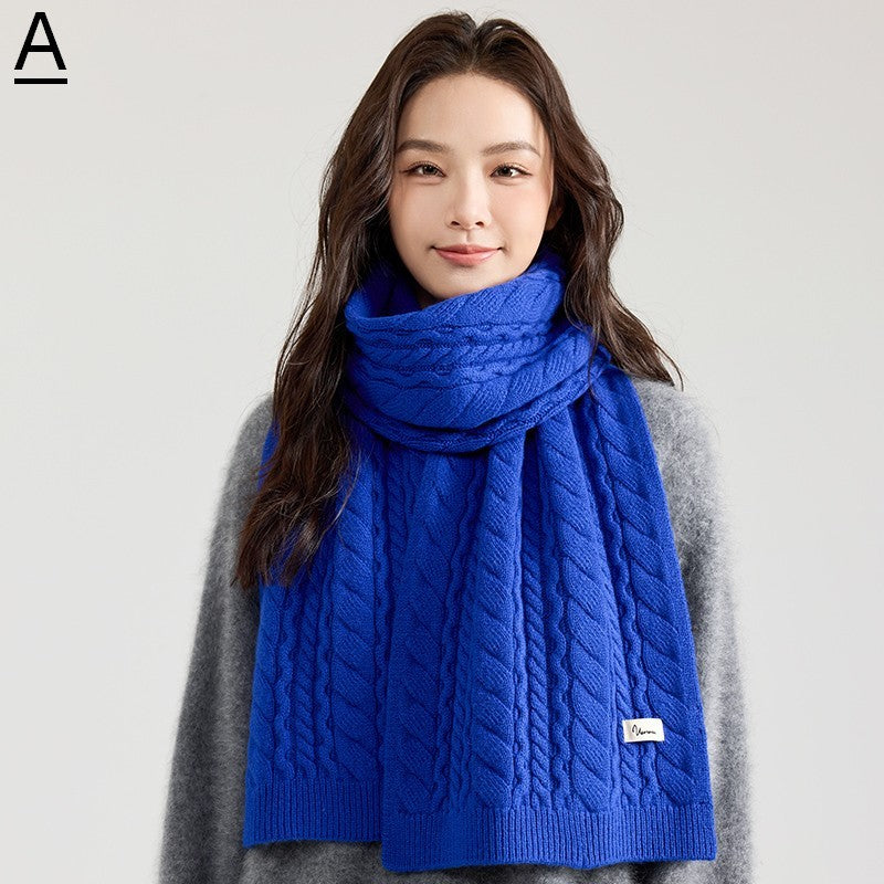 Modern Winter Scarf, Blue Casual Scarf for Women, Fashion Designer Scarf, Cold Weather Scarf, Wool Scarf for Women, Soft Cashmere Scarf for Women-Paintingforhome