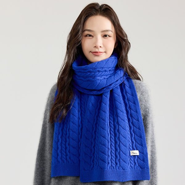 Modern Winter Scarf, Blue Casual Scarf for Women, Fashion Designer Scarf, Cold Weather Scarf, Wool Scarf for Women, Soft Cashmere Scarf for Women-Paintingforhome