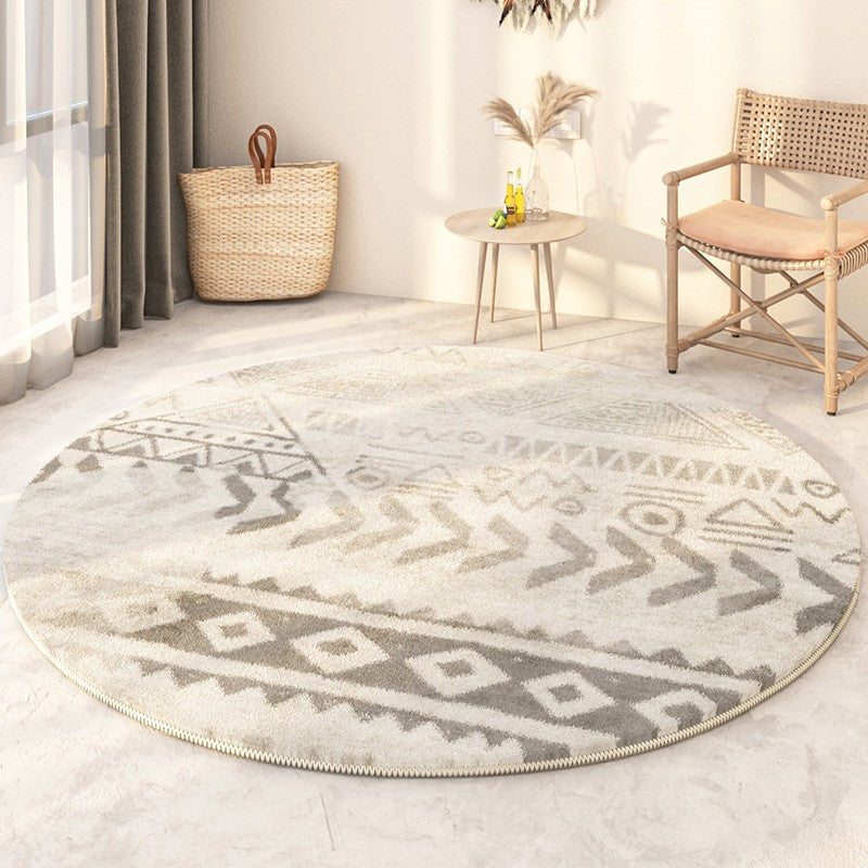 Geometric Modern Rugs for Bedroom, Modern Round Rugs under Coffee Table, Circular Modern Rugs under Sofa, Abstract Contemporary Round Rugs-Paintingforhome