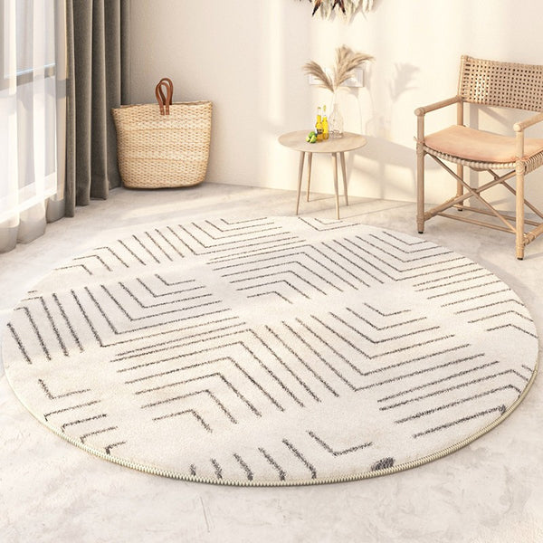 Soft Modern Round Rugs under Coffee Table, Geometric Modern Rugs for Bedroom, Circular Modern Rugs under Sofa, Abstract Contemporary Round Rugs-Paintingforhome