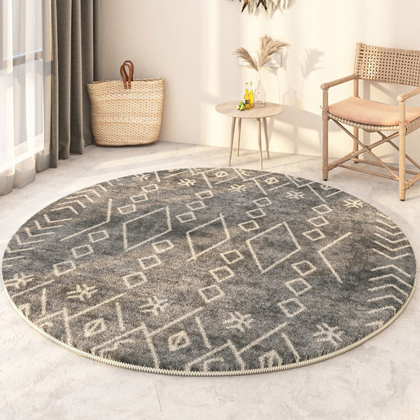 Geometric Modern Rugs for Bedroom, Circular Modern Rugs under Sofa, Modern Round Rugs under Coffee Table, Abstract Contemporary Round Rugs-Paintingforhome