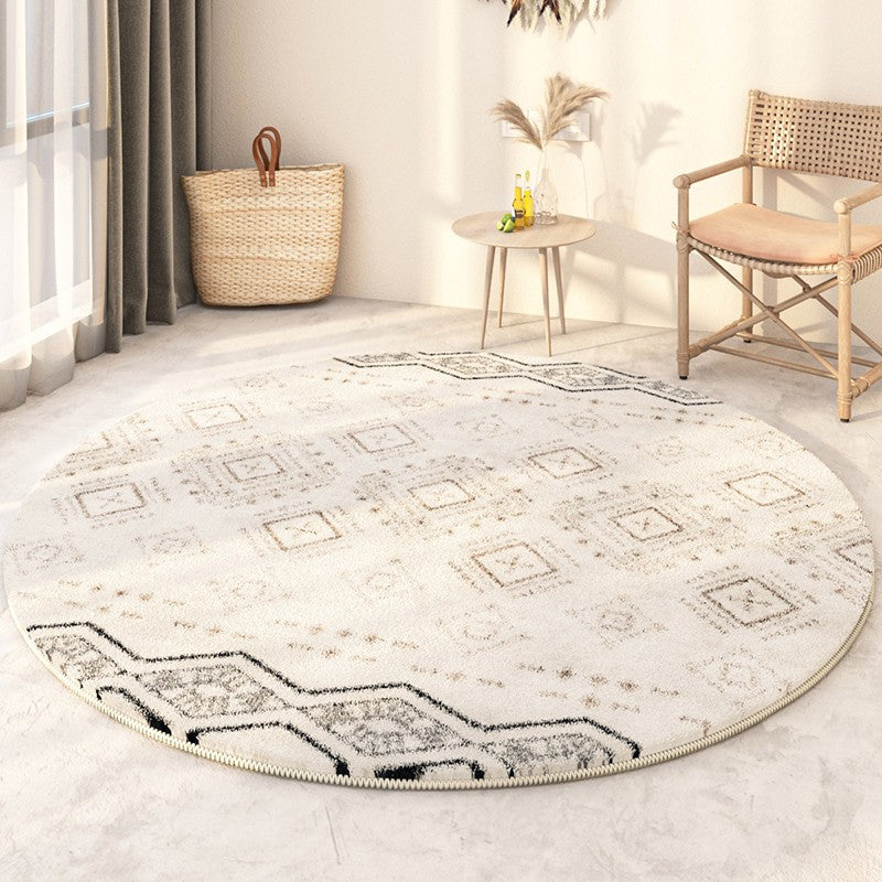 Thick Circular Modern Rugs under Sofa, Geometric Modern Rugs for Bedroom, Modern Round Rugs under Coffee Table, Abstract Contemporary Round Rugs-Paintingforhome
