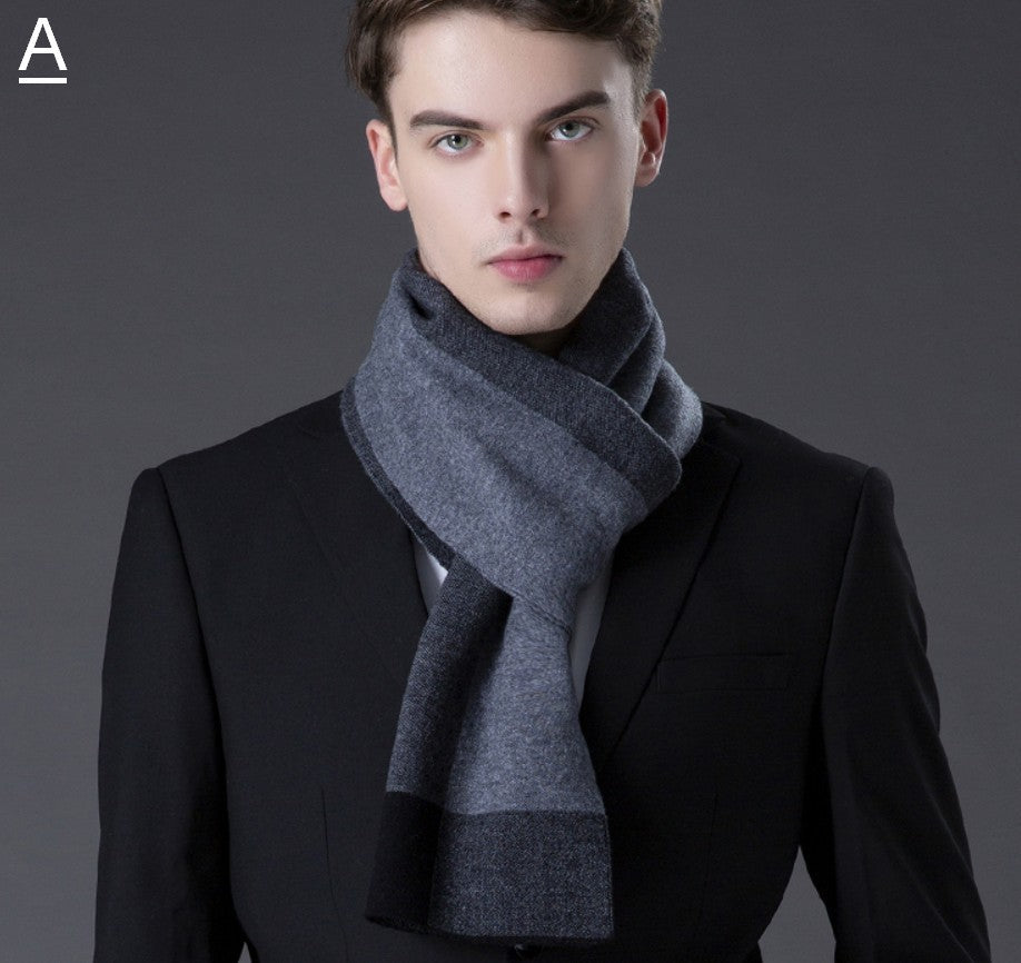 Business Casual Scarf Men, Long Thick Wool Scarf, Men's Winter Scarf, Formal Men Scarf Styles, Fashion Scarf, Christmas Gift for Men, Men's Wool Scarf Winter-Paintingforhome
