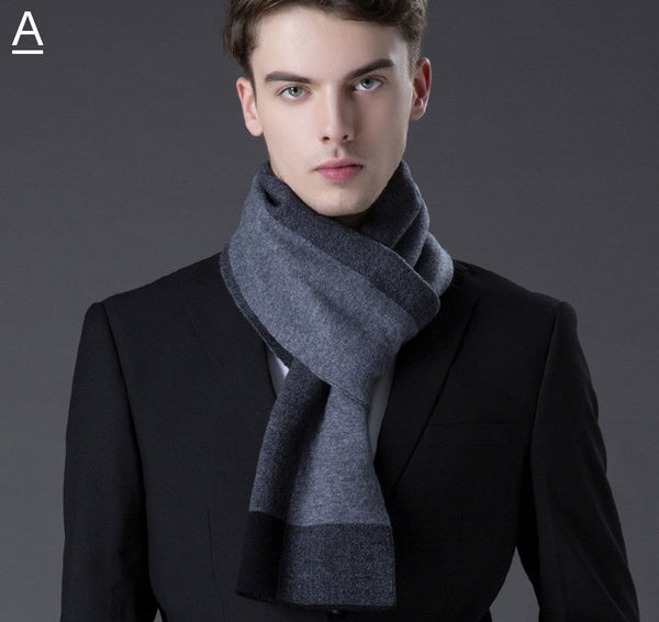 Business Casual Scarf Men, Long Thick Wool Scarf, Men's Winter Scarf, Formal Men Scarf Styles, Fashion Scarf, Christmas Gift for Men, Men's Wool Scarf Winter-Paintingforhome