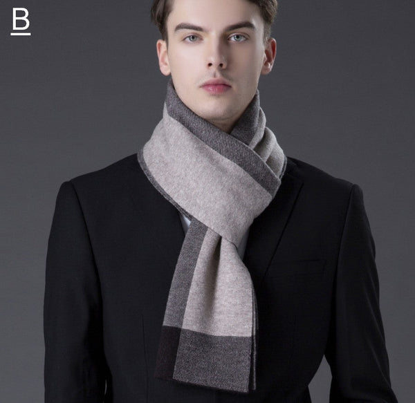 Business Casual Scarf Men, Long Thick Wool Scarf, Men's Winter Scarf, Formal Men Scarf Styles, Fashion Scarf, Christmas Gift for Men, Men's Wool Scarf Winter-Paintingforhome