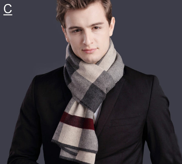 Christmas Gift for Men, Men's Wool Scarf Winter, Thick Wool Scarf, Men's Winter Scarf, Formal Men Scarf Styles, Business Casual Scarf Men, Fashion Scarf-Paintingforhome