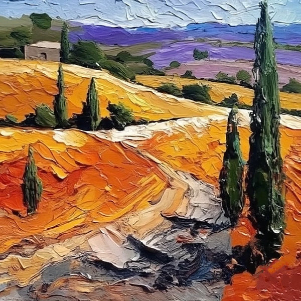 Simple Small Canvas Paintings, Original Small Landscape Paintings, Provence Flower Field Landscape Painting, Heavy Texture Canvas Art, Easy Landscape Painting Ideas-Paintingforhome