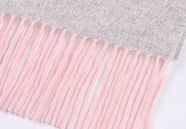 Light Gray and Dusty Rose Fashion Scarf, Christmas Gift, Gifts for Her, Long Wool Scarf, Soft Wool Scarf for Women, Warm Cape, Evening Wrap, Winter Shawl, Elegant Shawl-Paintingforhome