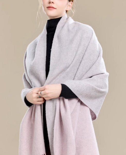 Light Gray and Dusty Rose Fashion Scarf, Christmas Gift, Gifts for Her, Long Wool Scarf, Soft Wool Scarf for Women, Warm Cape, Evening Wrap, Winter Shawl, Elegant Shawl-Paintingforhome