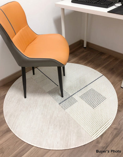 Abstract Contemporary Round Rugs under Chairs, Circular Area Rugs for ...