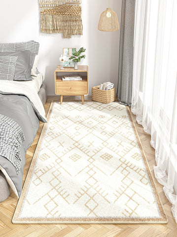 Geometric Contemporary Runner Rugs for Living Room, Thick Modern Runner Rugs Next to Bed, Bathroom Runner Rugs, Kitchen Runner Rugs, Hallway Runner Rugs-Paintingforhome