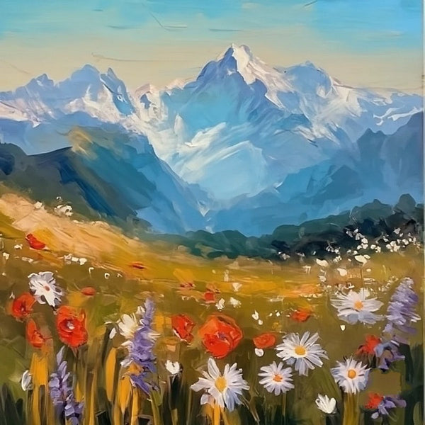 The Alps Mountain Painting, Original Small Landscape Paintings, Heavy Texture Canvas Art, Small Canvas Paintings, Easy Landscape Painting Ideas, Simple Small Canvas Paintings-Paintingforhome