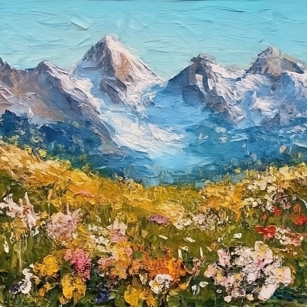 Heavy Texture Canvas Art, Small Canvas Paintings, The Alps Mountain Painting, Original Small Landscape Paintings, Easy Landscape Painting Ideas, Simple Small Canvas Paintings-Paintingforhome