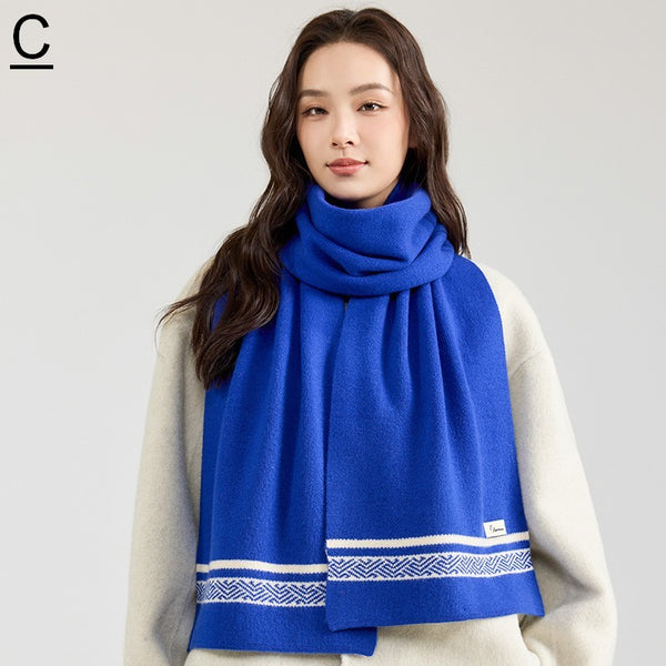 Modern Winter Scarf, Blue Casual Scarf for Women, Fashion Designer Scarf, Cold Weather Scarf, Wool Scarf for Women, Soft Cashmere Scarf for Women-Paintingforhome