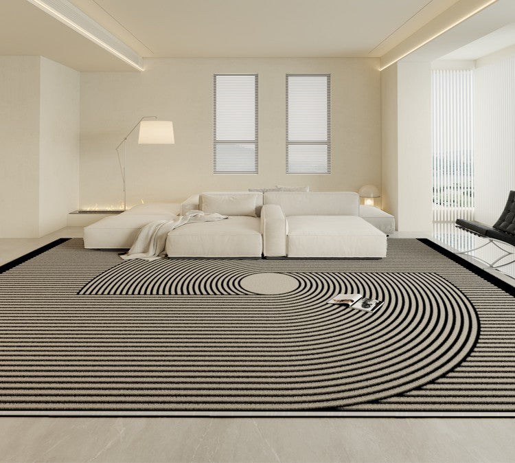 Contemporary Modern Rugs for Bedroom, Abstract Geometric Rugs for Dining Room, Black Modern Rug Placement Ideas for Living Room-Paintingforhome