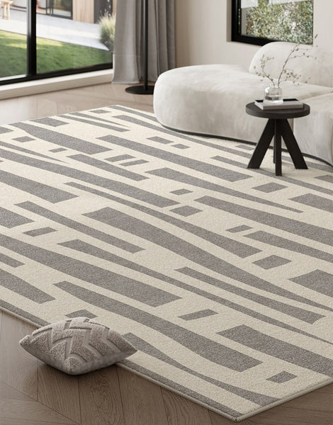 Large Modern Rugs for Living Room, Gray Geometric Area Rugs for Bedroom, Contemporary Area Rugs for Dining Room-Paintingforhome