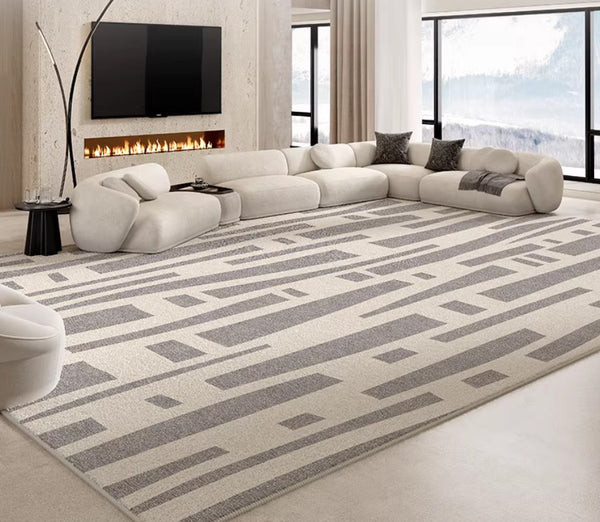 Large Modern Rugs for Living Room, Gray Geometric Area Rugs for Bedroom, Contemporary Area Rugs for Dining Room-Paintingforhome