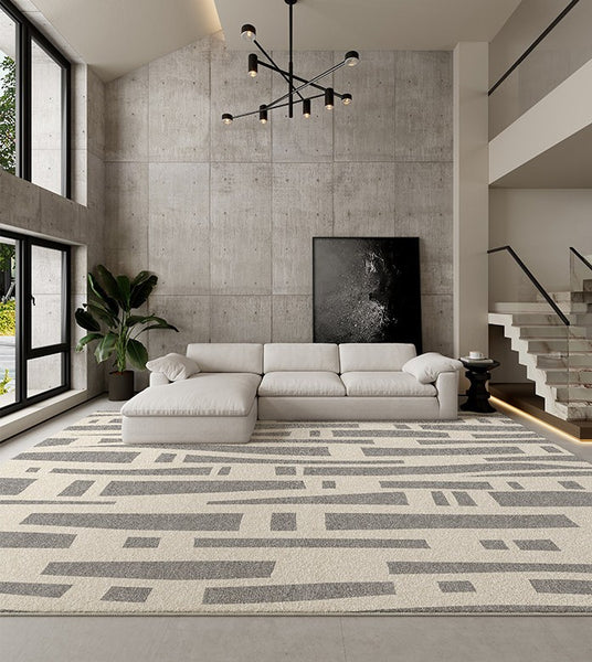 Large Modern Rugs for Living Room, Gray Geometric Area Rugs for Bedroom, Contemporary Area Rugs for Dining Room-Paintingforhome