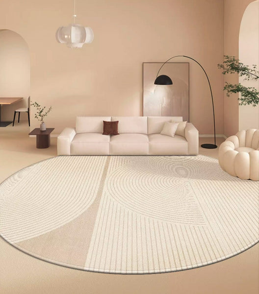 Simple Contemporary Round Rugs, Circular Modern Rugs under Dining Room Table, Bedroom Modern Round Rugs, Geometric Modern Rug Ideas for Living Room-Paintingforhome