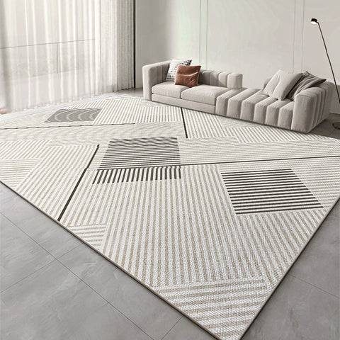 Unique Modern Rugs for Living Room, Contemporary Modern Rugs for Bedroom, Dining Room Floor Carpets, Grey Abstract Geometric Modern Rugs-Paintingforhome