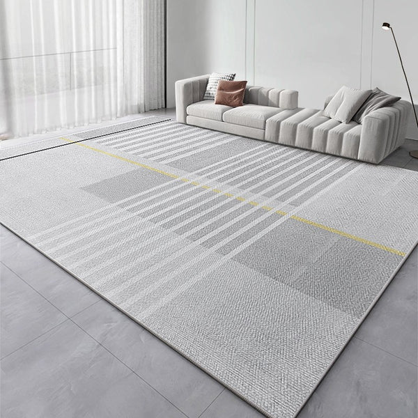 Abstract Contemporary Modern Rugs, Grey Modern Rugs for Living Room, Modern Rugs for Dining Room, Geometric Modern Rugs for Bedroom-Paintingforhome