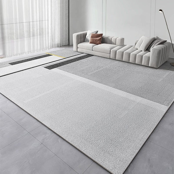Rectangular Modern Rugs Next to Bed, Dining Room Modern Floor Carpets, Living Room Abstract Modern Rugs, Grey Modern Rug Ideas for Bedroom-Paintingforhome