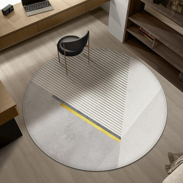 Modern Round Rugs under Coffee Table, Dining Room Modern Rugs, Gray Contemporary Round Rugs under Chairs, Circular Area Rugs for Bedroom-Paintingforhome