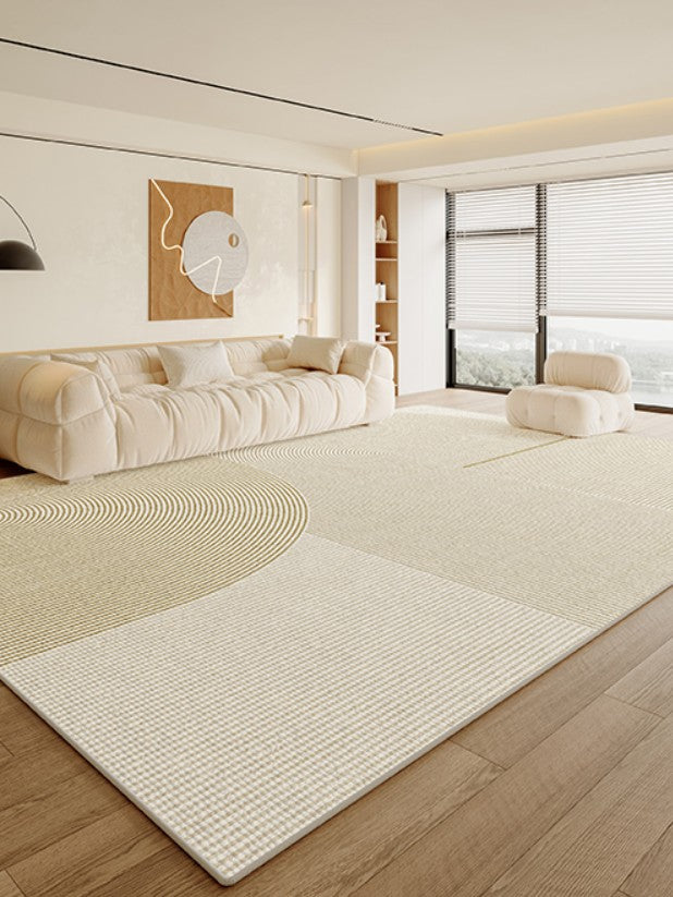 Abstract Contemporary Rugs for Bedroom, Modern Rugs under Sofa, Dining Room Floor Rugs, Modern Rugs for Office, Large Cream Color Rugs in Living Room-Paintingforhome