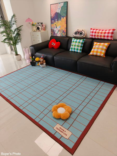 Modern Living Room Rug Ideas, Mid Century Contemporary Rugs, Geometric Modern Area Rugs, Blue Modern Rugs for Dining Room-Paintingforhome