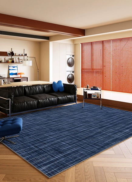 Mid Century Area Rugs, Contemporary Modern Living Room Rug Ideas, Blue Modern Rugs for Dining Room, Bedroom Modern Floor Carpet-Paintingforhome