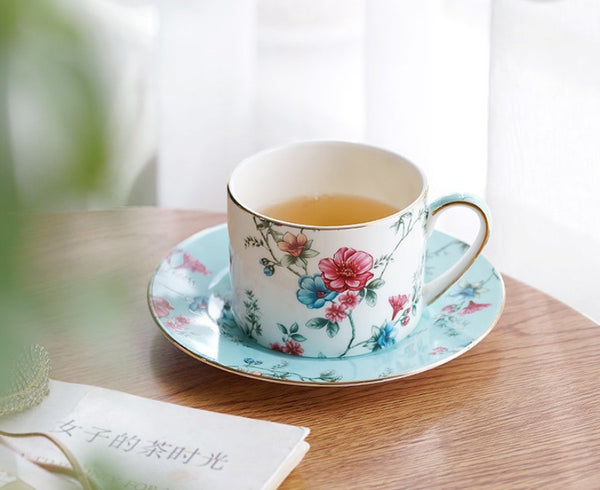 Elegant Coffee Cup, Porcelain Tea cups, British Tea Cup Set, Vintage Tea Cup Set, Afternoon Tea Cup with Saucer Set, Porcelain Coffee Cups, Coffee Cup in Gift Box-Paintingforhome
