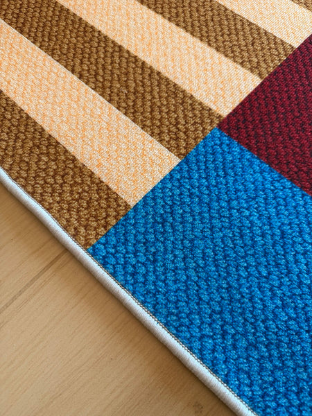 Modern Living Room Rug Ideas, Blue Mid Century Modern Rugs, Colorful Modern Rugs for Dining Room, Geometric Contemporary Area Rugs-Paintingforhome
