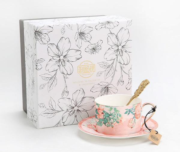 Elegant Coffee Cup, Porcelain Tea cups, British Tea Cup Set, Afternoon Tea Cup with Saucer Set, Porcelain Coffee Cups, Coffee Cup in Gift Box, Vintage Tea Cup Set-Paintingforhome