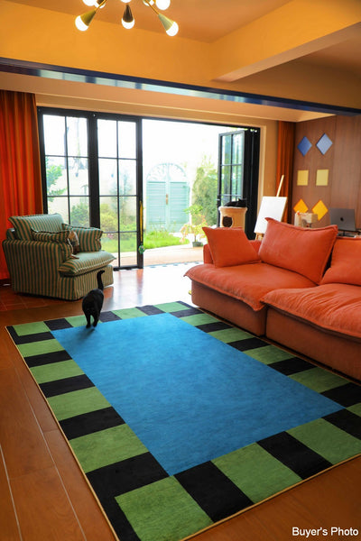 Mid Century Contemporary Rugs, Geometric Modern Rugs, Modern Living Room Rug Ideas, Colorful Area Rugs for Dining Room-Paintingforhome