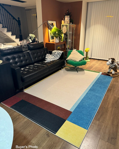 Modern Living Room Rug Ideas, Geometric Contemporary Area Rugs, Mid Century Modern Rugs, Colorful Modern Rugs for Bedroom-Paintingforhome