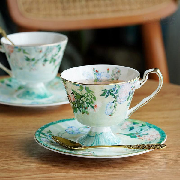British Tea Cup Set, Luxury Tea Cup Set, Elegant Coffee Cup, Porcelain Tea Saucer, Ceramic Tea Cup Set-Paintingforhome