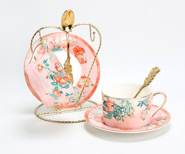 Elegant Coffee Cup, Porcelain Tea cups, British Tea Cup Set, Afternoon Tea Cup with Saucer Set, Porcelain Coffee Cups, Coffee Cup in Gift Box, Vintage Tea Cup Set-Paintingforhome