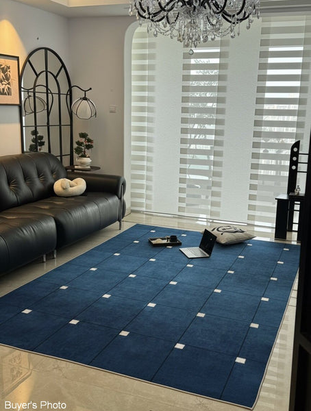 Mid Century Area Rugs, Contemporary Modern Living Room Rug Ideas, Blue Modern Rugs for Dining Room, Bedroom Modern Floor Carpet-Paintingforhome