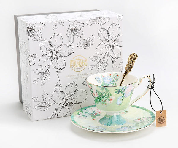 British Tea Cup Set, Luxury Tea Cup Set, Elegant Coffee Cup, Porcelain Tea Saucer, Ceramic Tea Cup Set-Paintingforhome