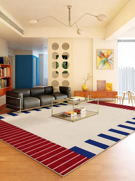 Geometric Modern Rugs, Modern Carpets under Coffee Table, Colorful Modern Rugs for Bedroom, Contemporary Modern Rugs for Living Room-Paintingforhome